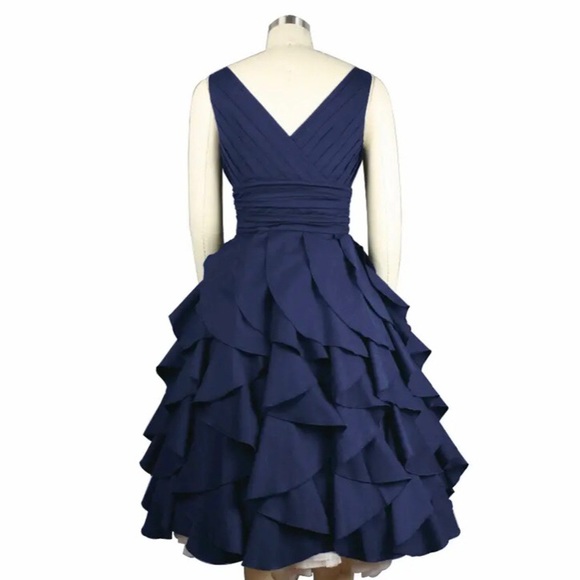 Savannah Ruffle Dress Navy - Picture 3 of 4